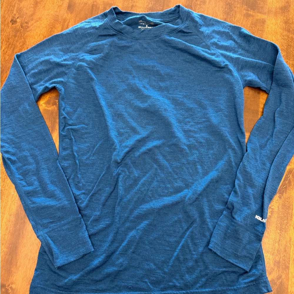 Women’s Iguana 100% Merino Wool Base Layer Small Blue Skiing/Winter